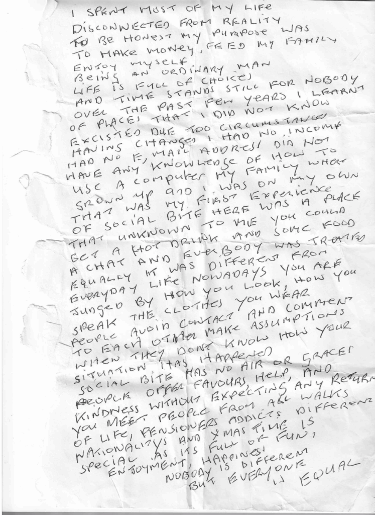 Jim's handwritten letter